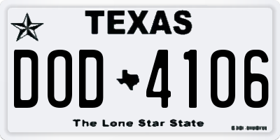 TX license plate DOD4106