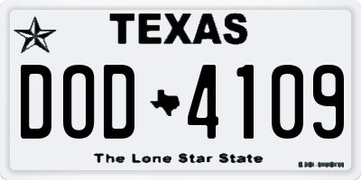 TX license plate DOD4109
