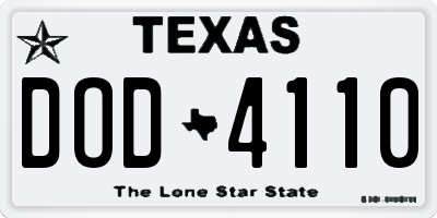 TX license plate DOD4110