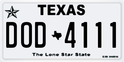 TX license plate DOD4111