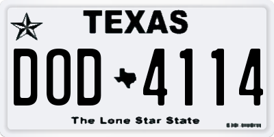 TX license plate DOD4114