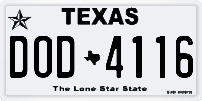 TX license plate DOD4116