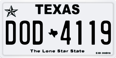 TX license plate DOD4119