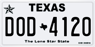 TX license plate DOD4120
