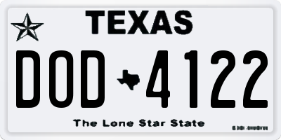 TX license plate DOD4122