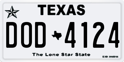 TX license plate DOD4124