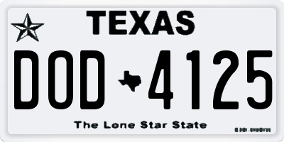 TX license plate DOD4125