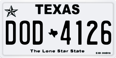TX license plate DOD4126