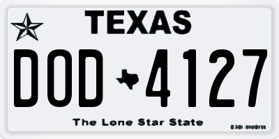 TX license plate DOD4127