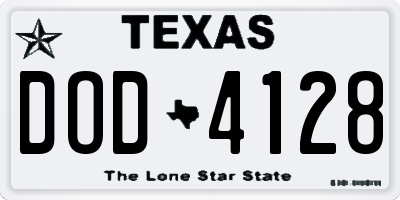 TX license plate DOD4128
