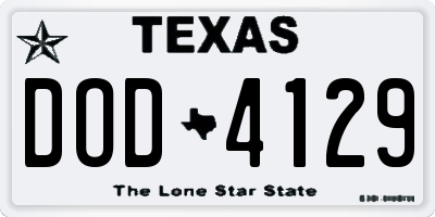 TX license plate DOD4129