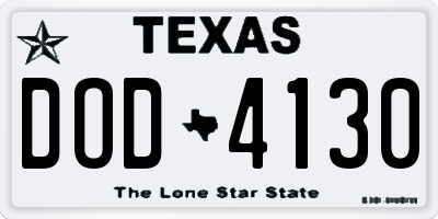 TX license plate DOD4130
