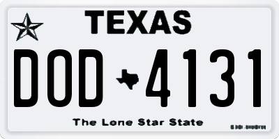 TX license plate DOD4131