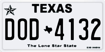 TX license plate DOD4132