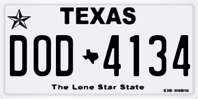TX license plate DOD4134