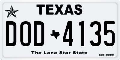 TX license plate DOD4135