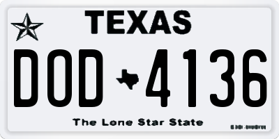 TX license plate DOD4136