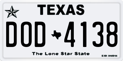 TX license plate DOD4138