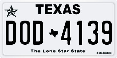 TX license plate DOD4139