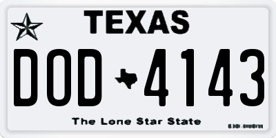 TX license plate DOD4143