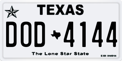 TX license plate DOD4144