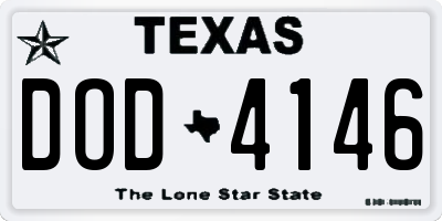 TX license plate DOD4146