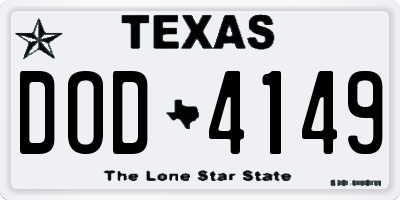 TX license plate DOD4149