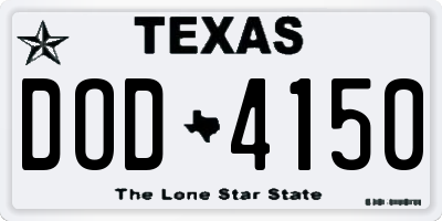TX license plate DOD4150