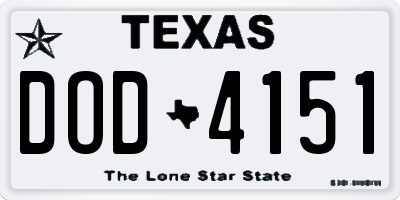 TX license plate DOD4151