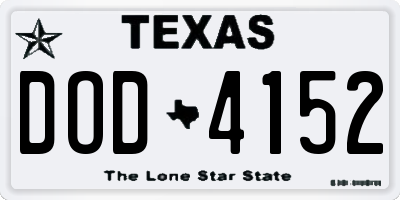 TX license plate DOD4152