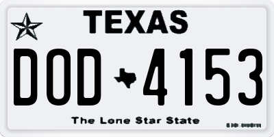 TX license plate DOD4153