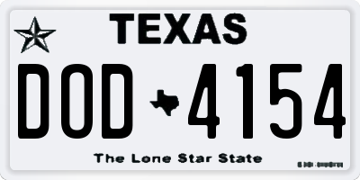 TX license plate DOD4154