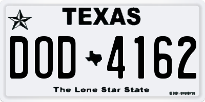 TX license plate DOD4162