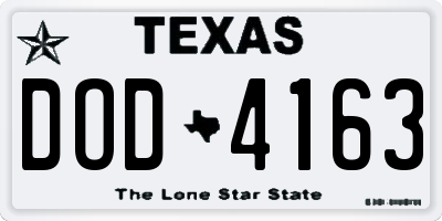 TX license plate DOD4163