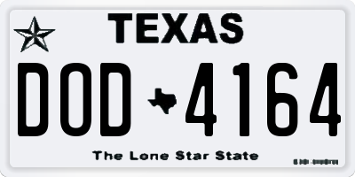 TX license plate DOD4164
