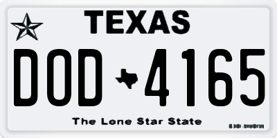 TX license plate DOD4165