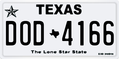 TX license plate DOD4166