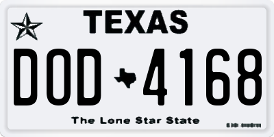 TX license plate DOD4168