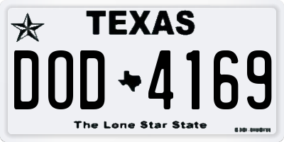 TX license plate DOD4169