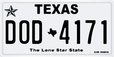 TX license plate DOD4171