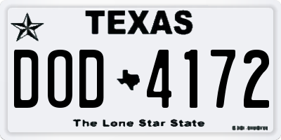 TX license plate DOD4172