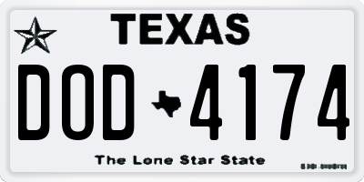 TX license plate DOD4174