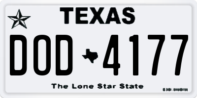 TX license plate DOD4177