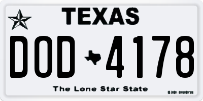 TX license plate DOD4178