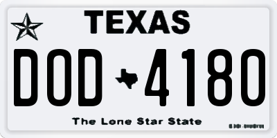 TX license plate DOD4180