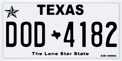 TX license plate DOD4182