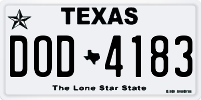 TX license plate DOD4183