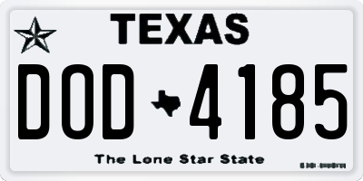 TX license plate DOD4185
