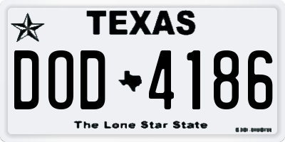 TX license plate DOD4186