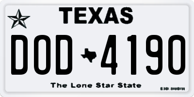 TX license plate DOD4190